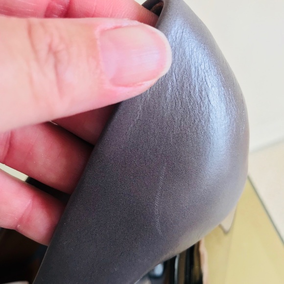 Zara Gray Leather Pumps Chrome Heel Size 8 - Picture 4 of 7
